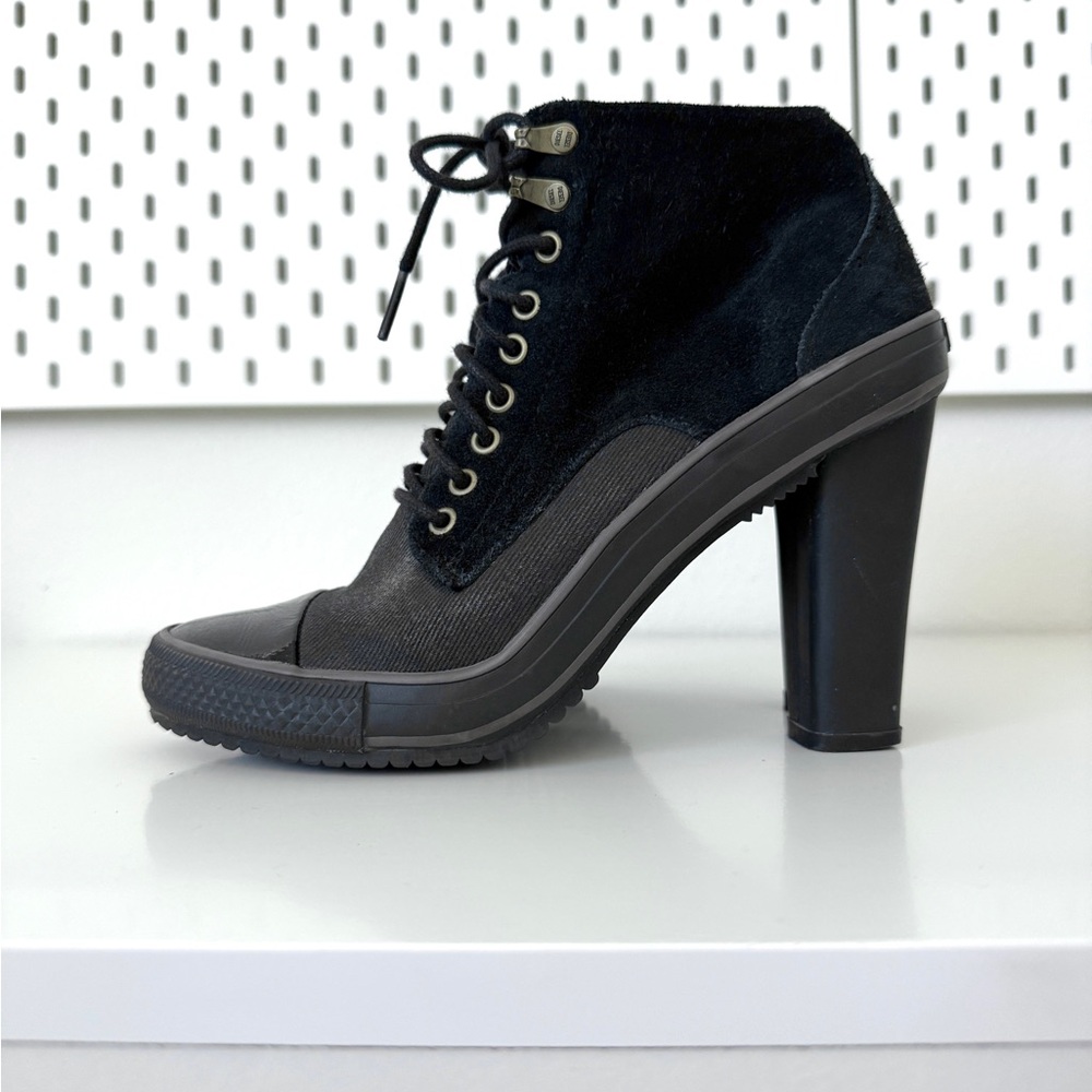 Diesel Black Leather & Canvas Ankle Boots